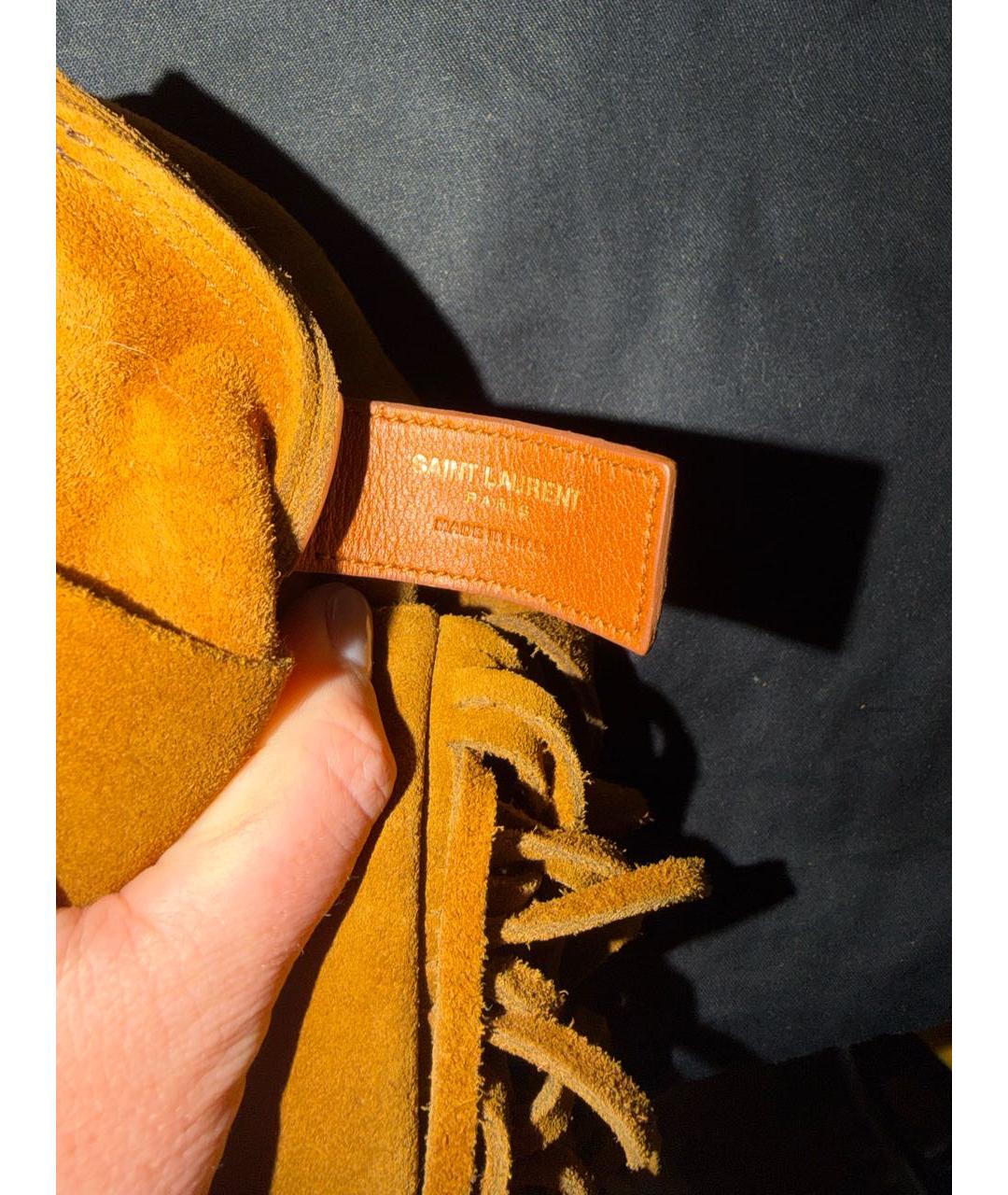 SAINT LAURENT Коричневая замшевая сумка через плечо, фото 4