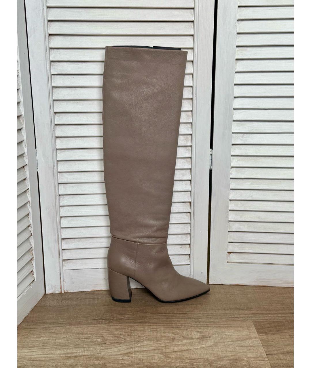 PRADA Бежевые кожаные сапоги, фото 6