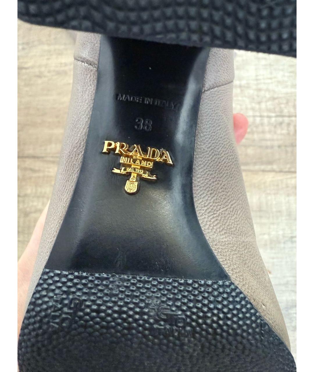 PRADA Бежевые кожаные сапоги, фото 3