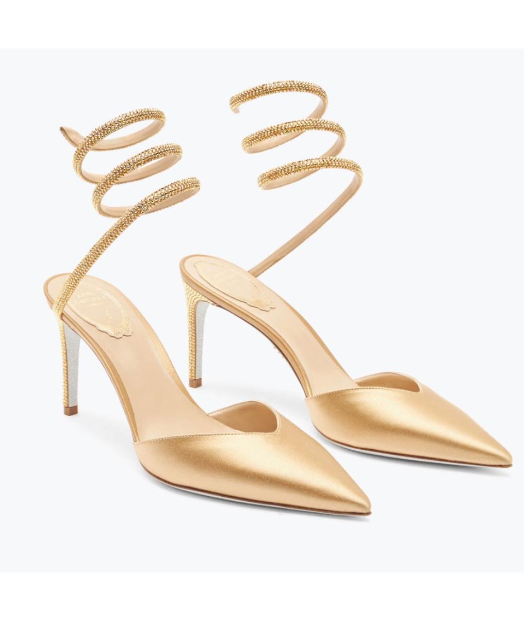 RENE CAOVILLA Золотые текстильные туфли, фото 2