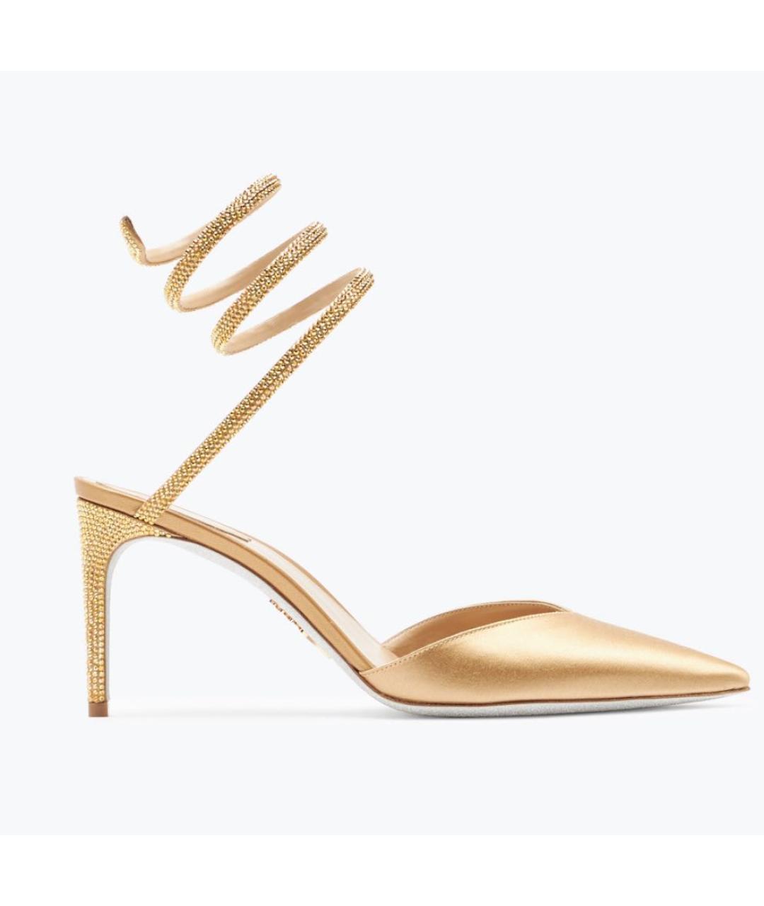 RENE CAOVILLA Золотые текстильные туфли, фото 8