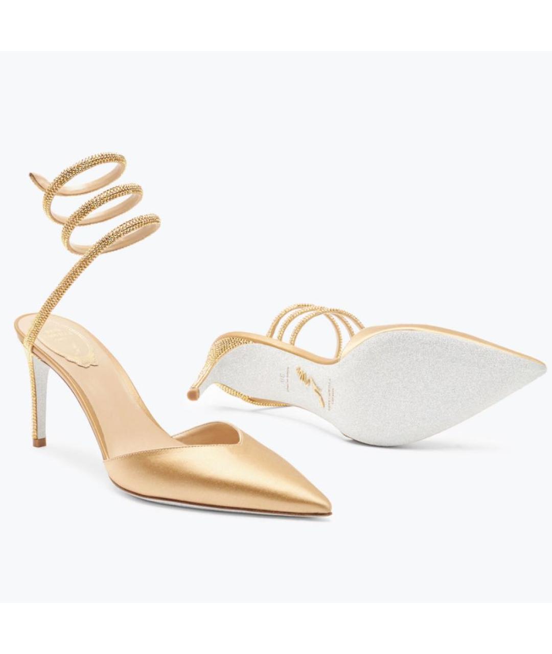 RENE CAOVILLA Золотые текстильные туфли, фото 6