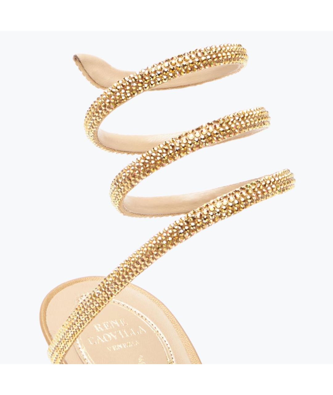 RENE CAOVILLA Золотые текстильные туфли, фото 5