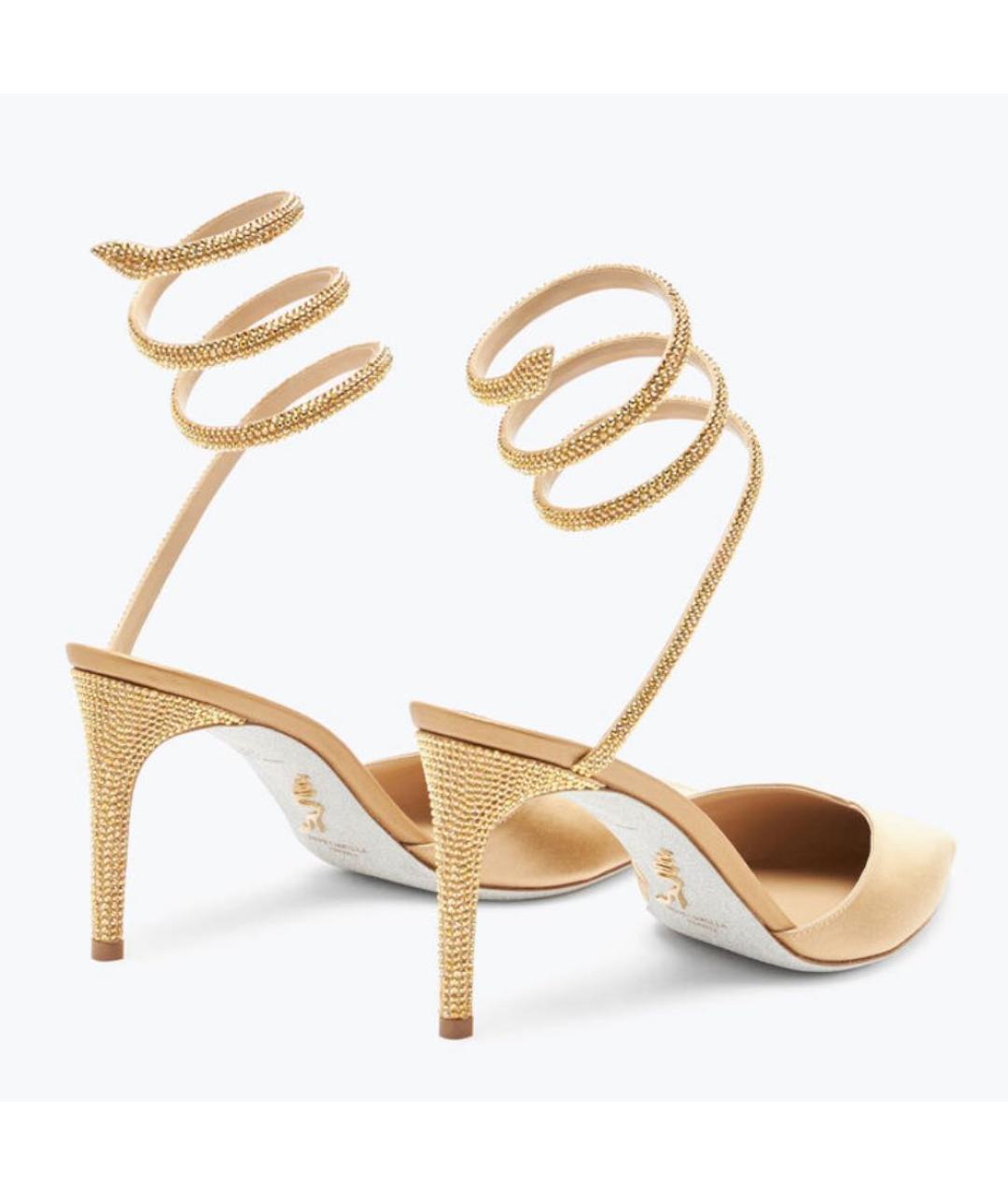 RENE CAOVILLA Золотые текстильные туфли, фото 3