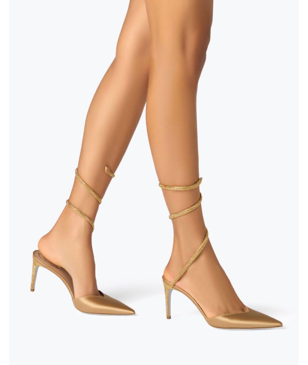 RENE CAOVILLA Золотые текстильные туфли, фото 7