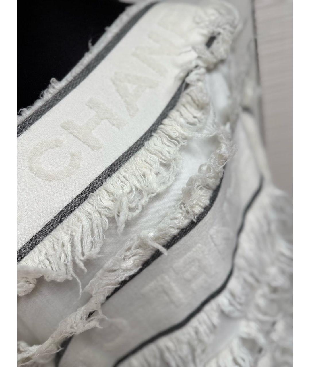 CHANEL Белый кашемировый шарф, фото 7