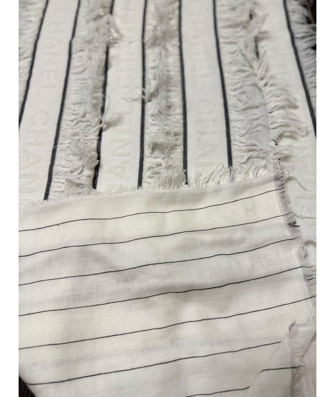 CHANEL Белый кашемировый шарф, фото 5