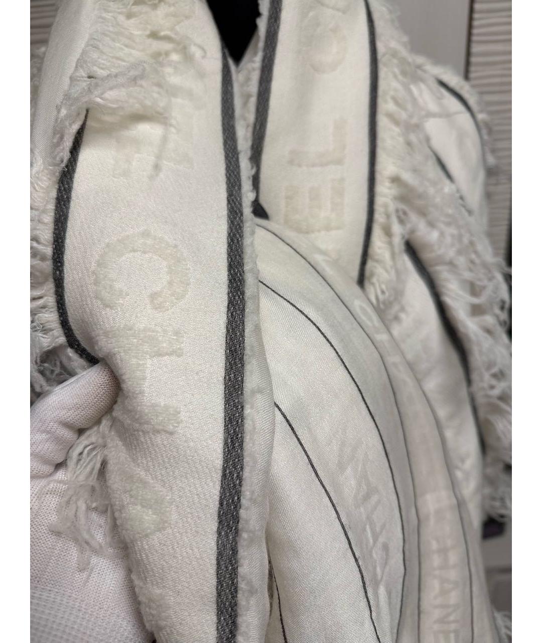 CHANEL Белый кашемировый шарф, фото 8