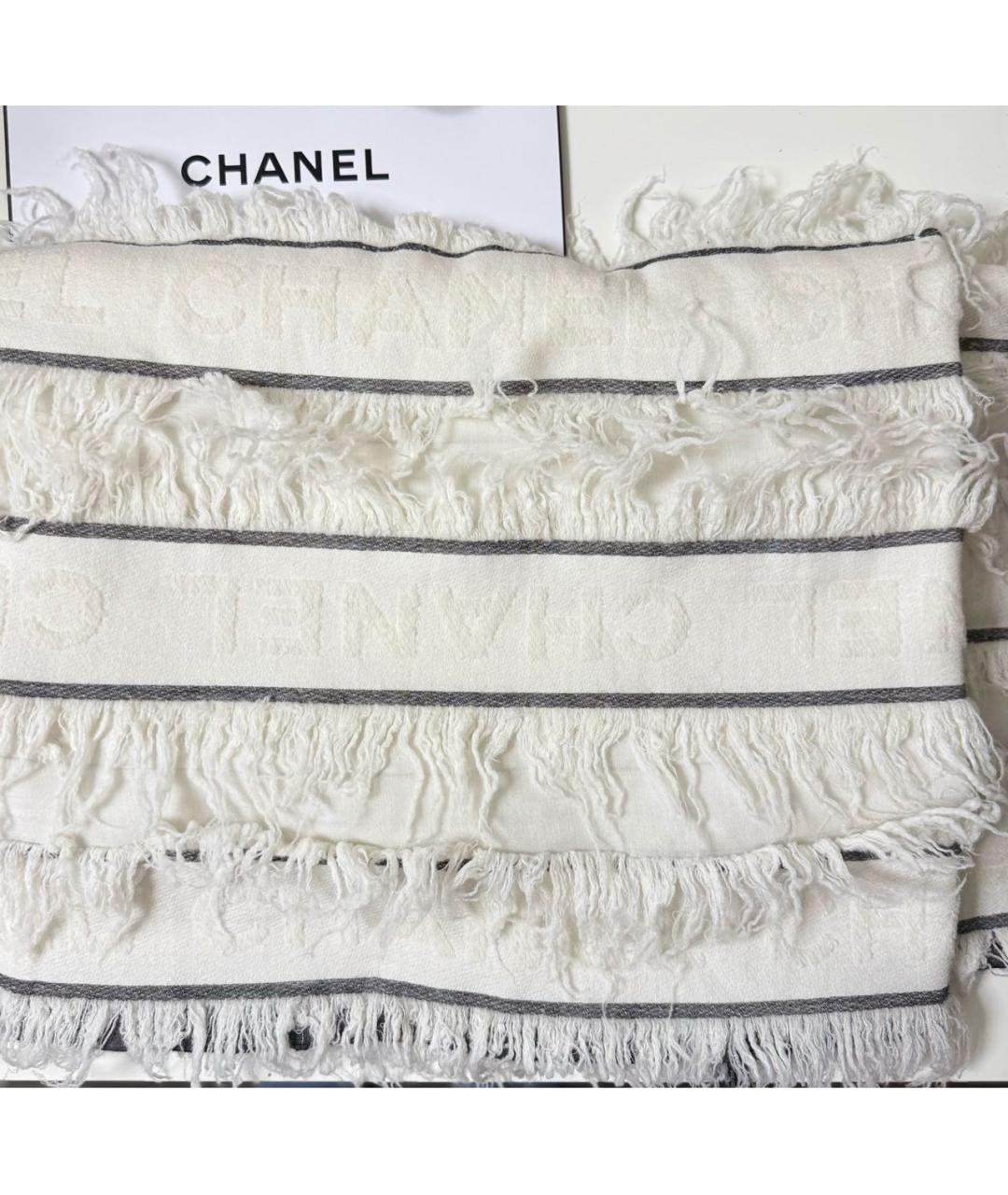 CHANEL Белый кашемировый шарф, фото 4