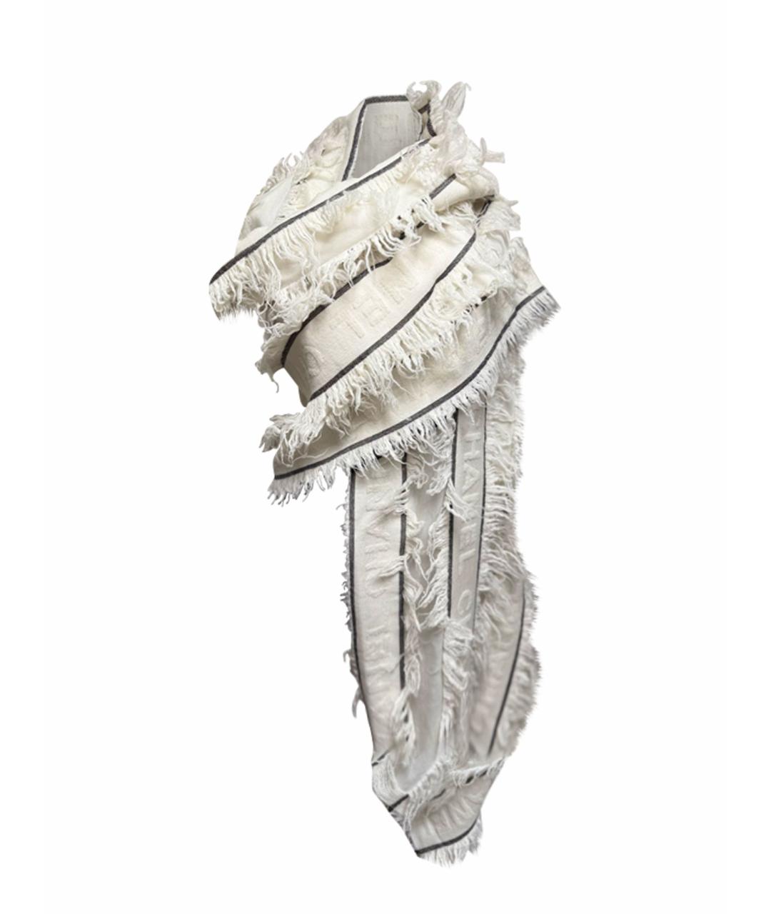 CHANEL Белый кашемировый шарф, фото 1