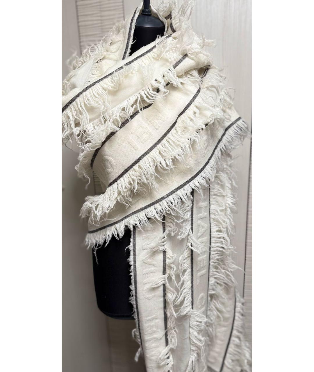 CHANEL Белый кашемировый шарф, фото 9