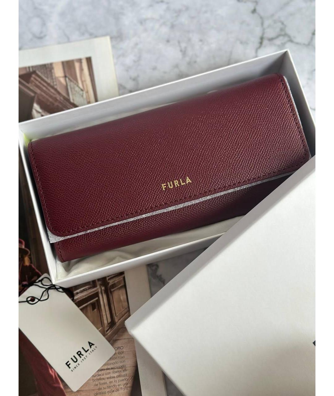 FURLA Бордовый кожаный кошелек, фото 2