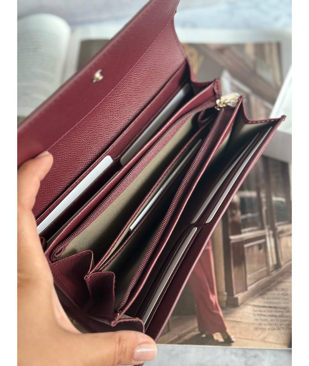 FURLA Бордовый кожаный кошелек, фото 6