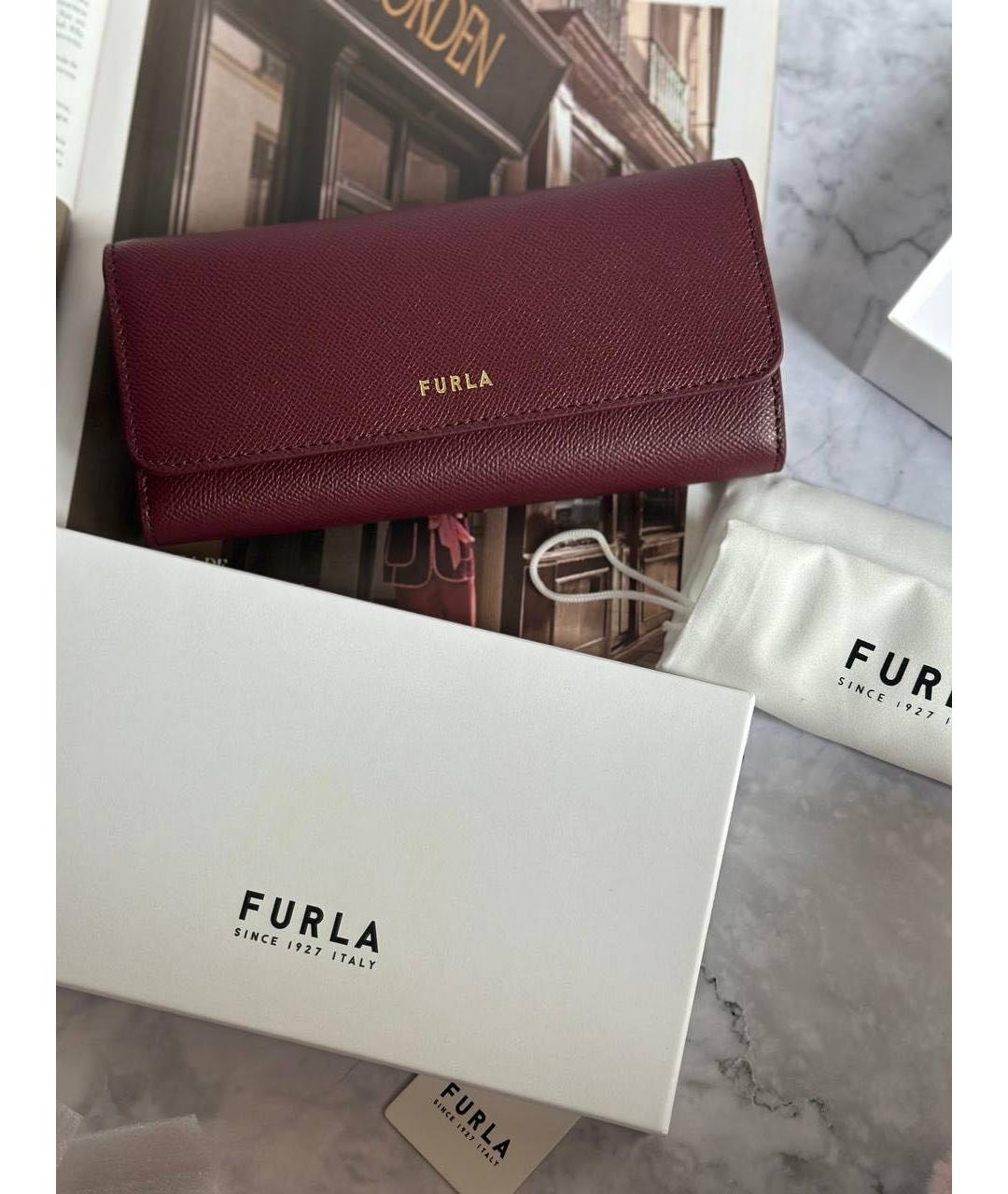 FURLA Бордовый кожаный кошелек, фото 7