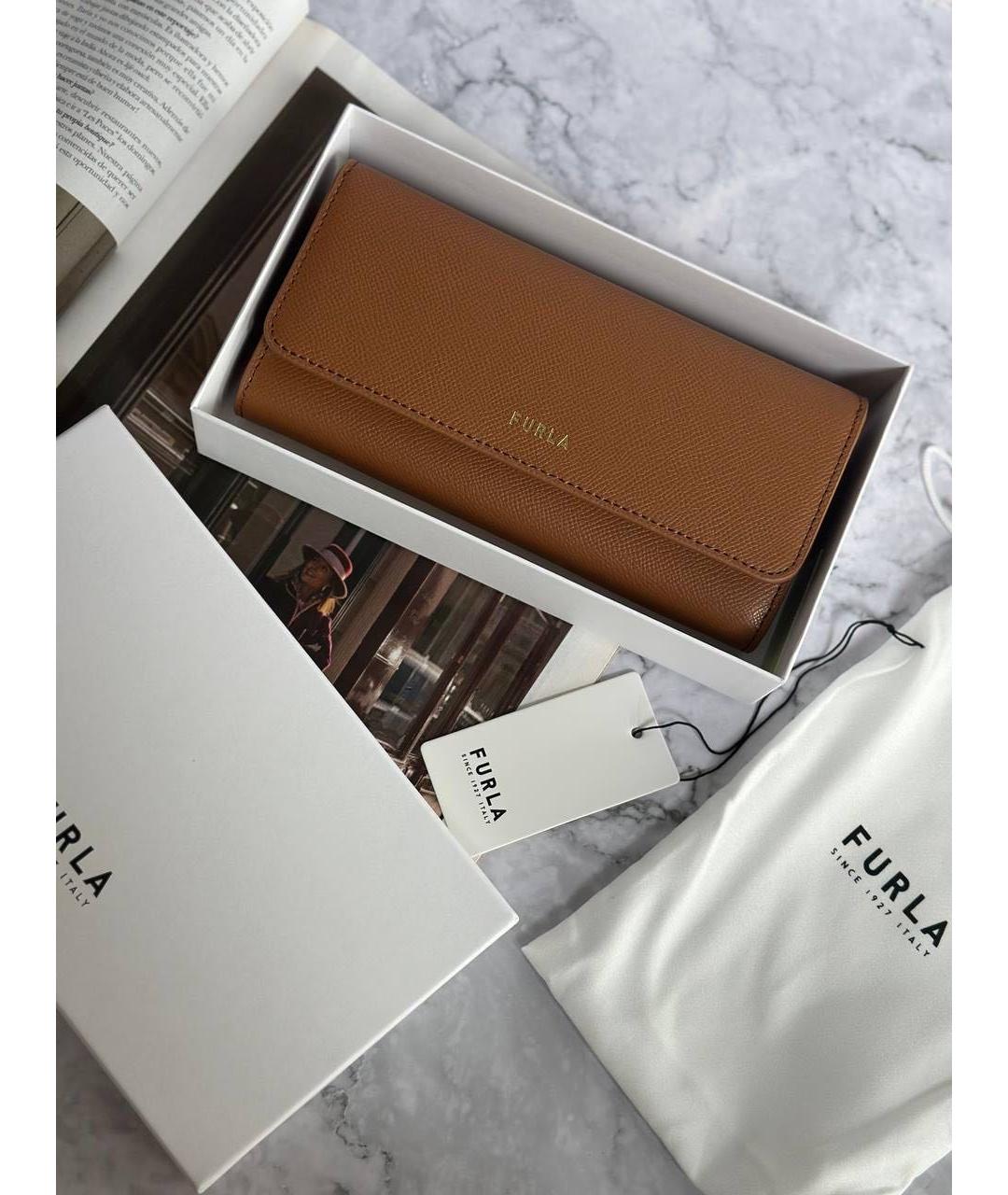 FURLA Коричневый кожаный кошелек, фото 6