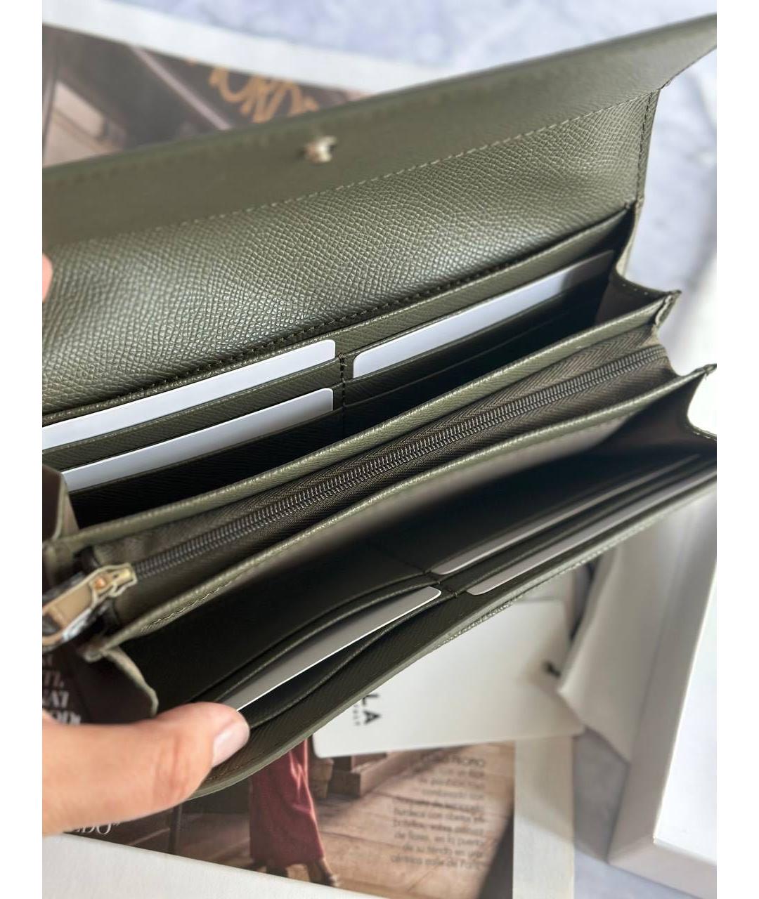 FURLA Хаки кожаный кошелек, фото 4