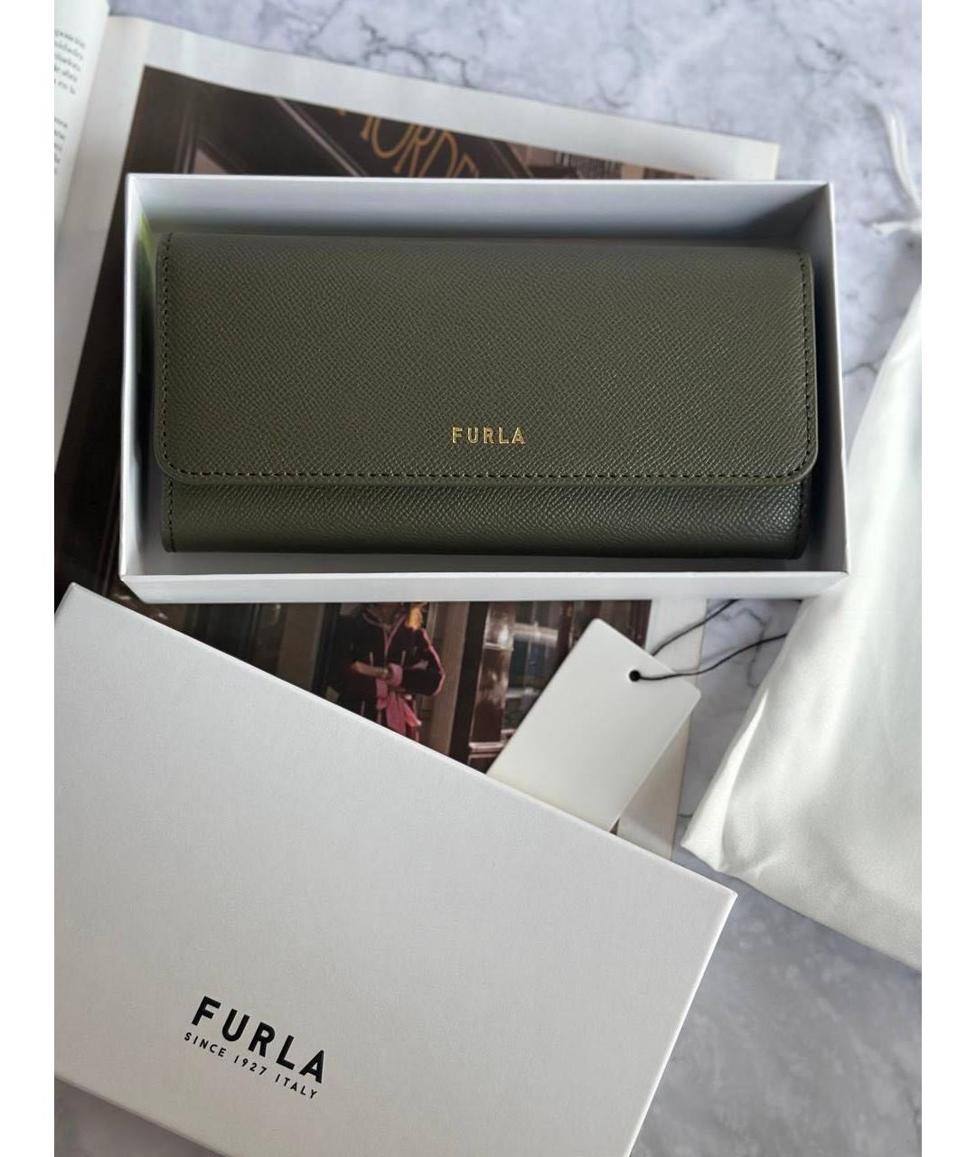 FURLA Хаки кожаный кошелек, фото 2