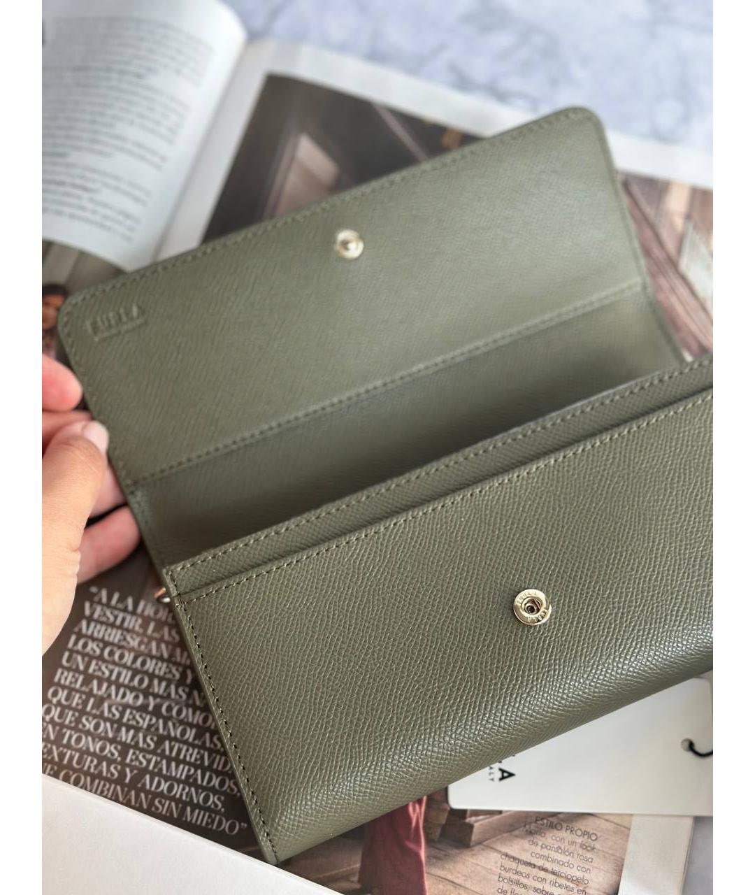 FURLA Хаки кожаный кошелек, фото 6