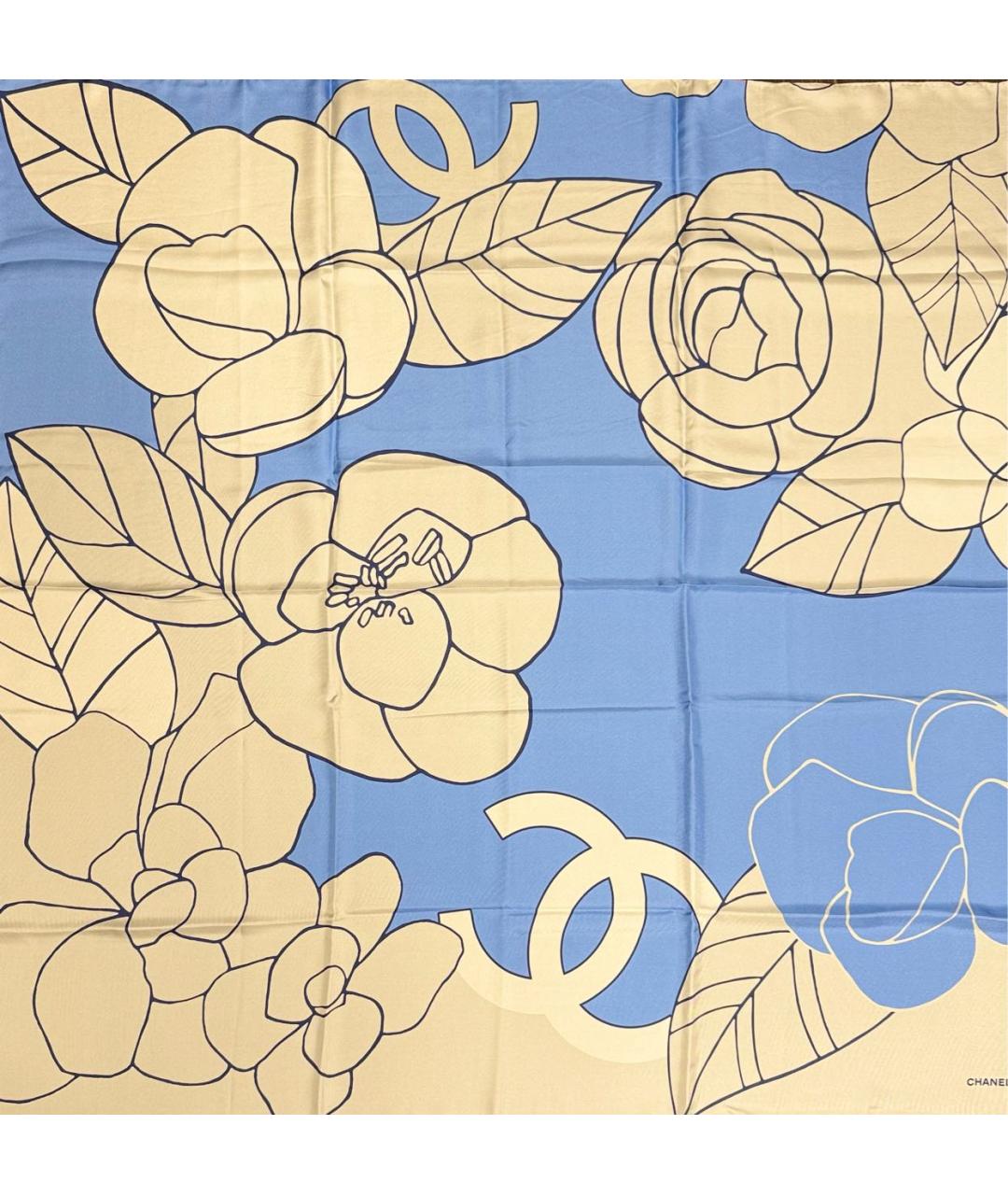 CHANEL Голубой шелковый платок, фото 6