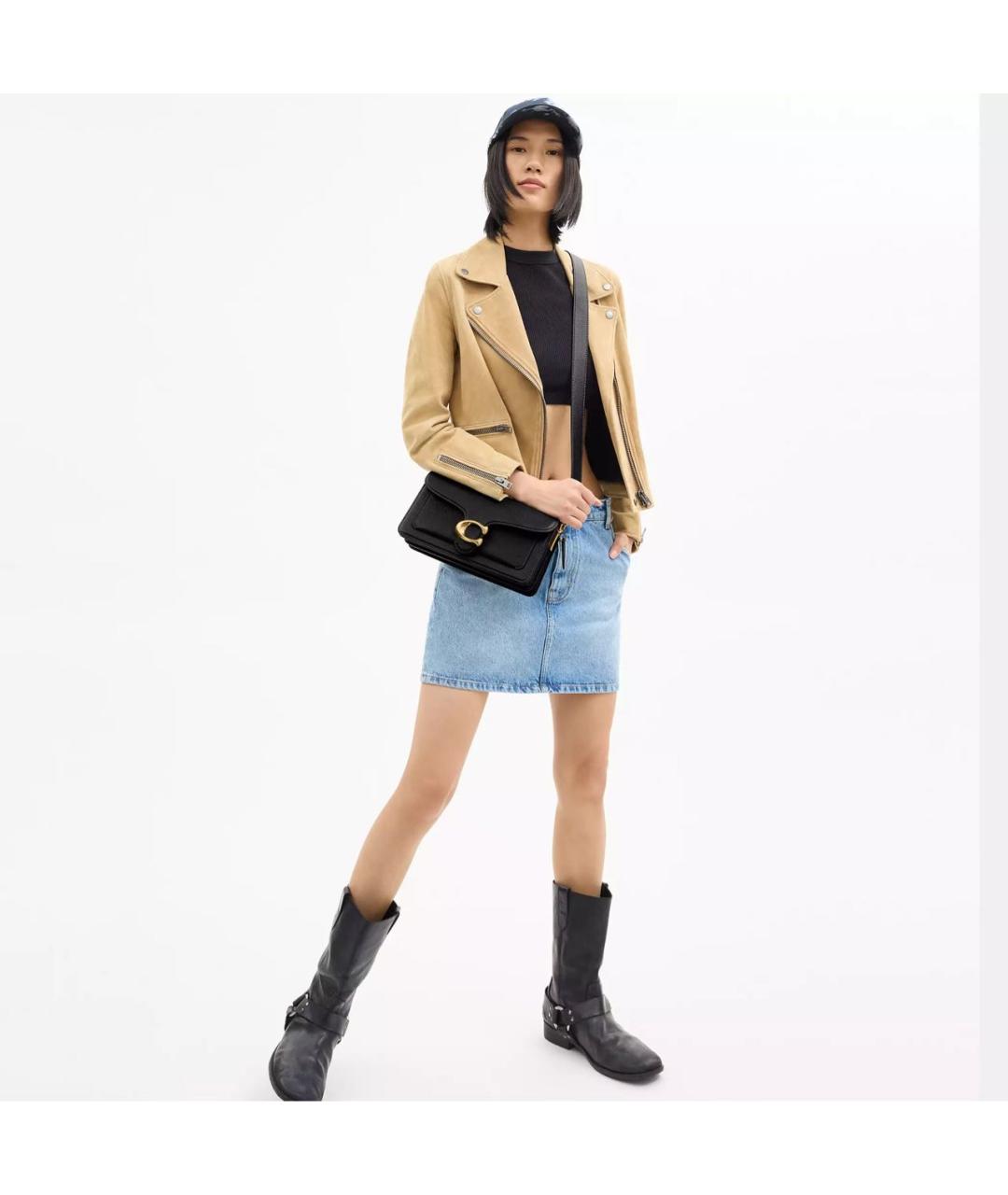 COACH Черная кожаная сумка через плечо, фото 6