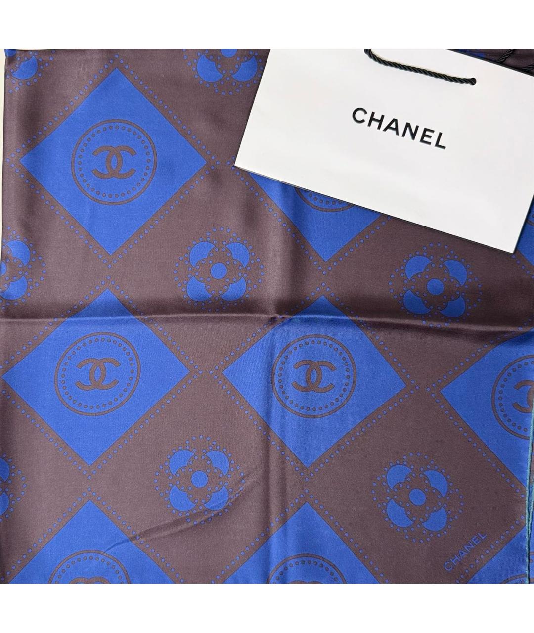 CHANEL Черный шелковый платок, фото 8