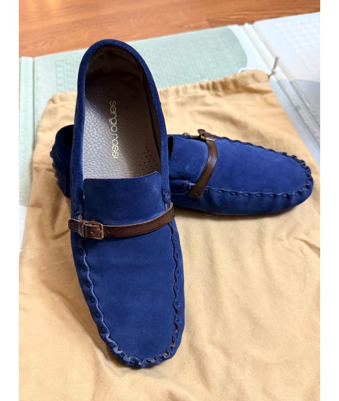 SERGIO ROSSI Синие замшевые мокасины, фото 3