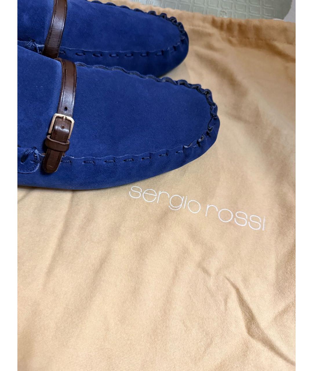 SERGIO ROSSI Синие замшевые мокасины, фото 5