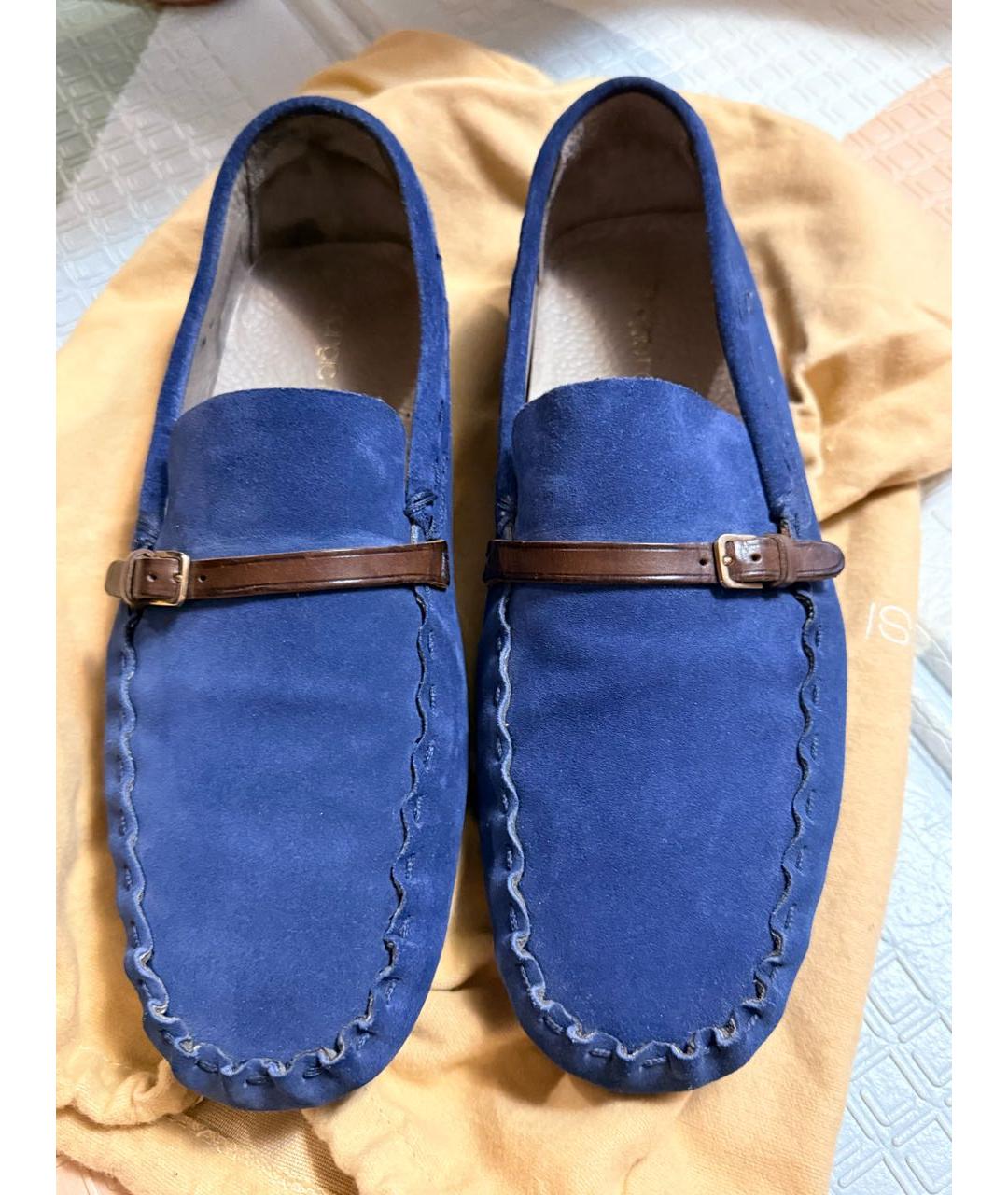 SERGIO ROSSI Синие замшевые мокасины, фото 7