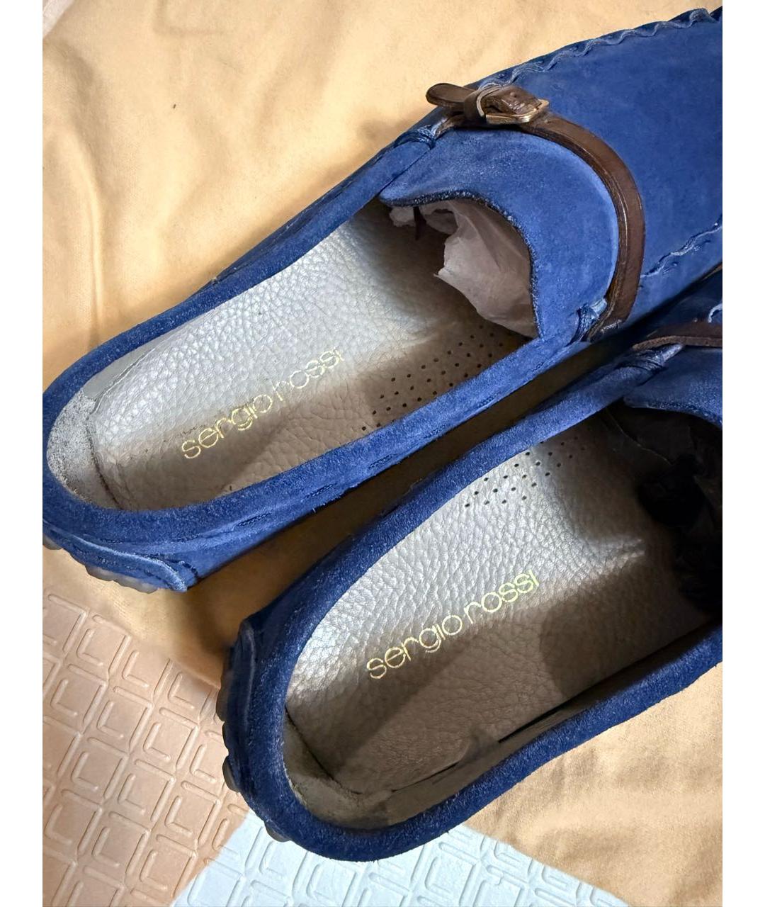 SERGIO ROSSI Синие замшевые мокасины, фото 4
