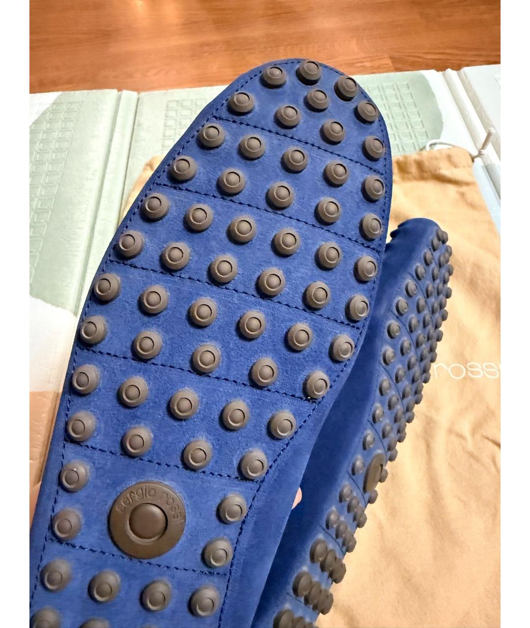 SERGIO ROSSI Синие замшевые мокасины, фото 8