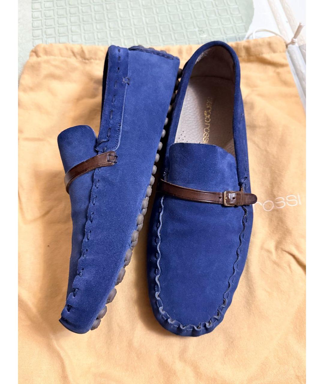 SERGIO ROSSI Синие замшевые мокасины, фото 9