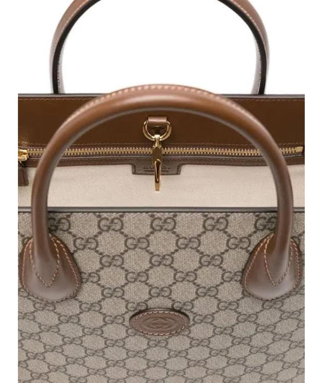 GUCCI Коричневая кожаная сумка тоут, фото 3