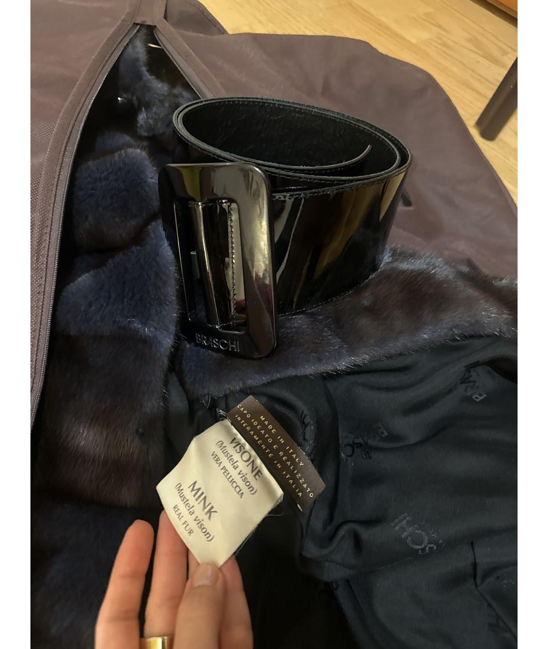 BRASCHI Темно-синяя меховая шуба, фото 5