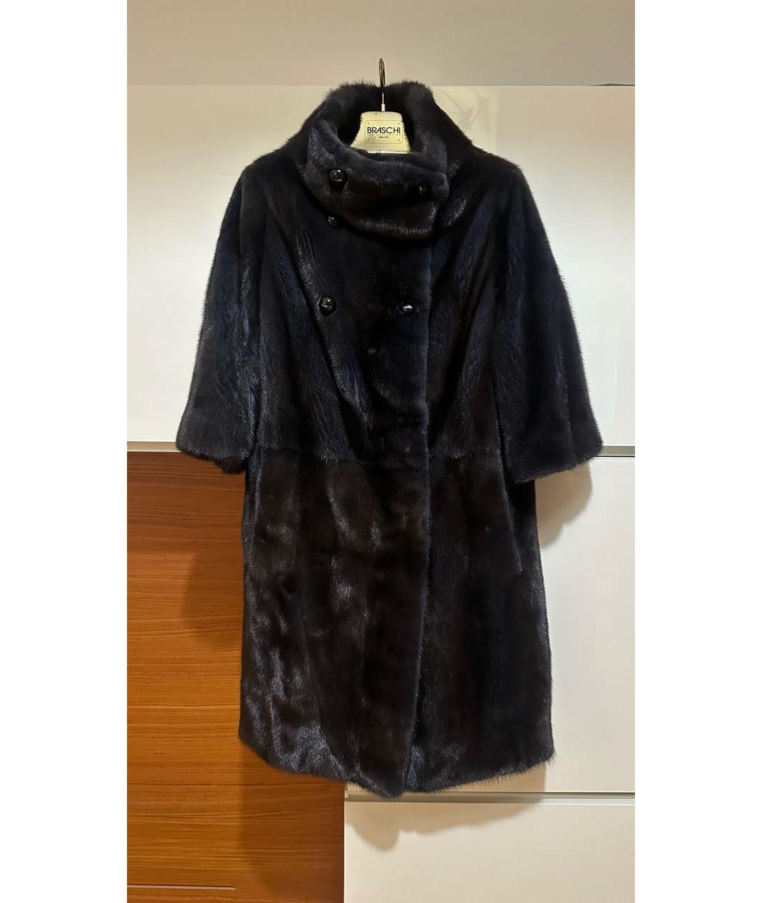 BRASCHI Темно-синяя меховая шуба, фото 9