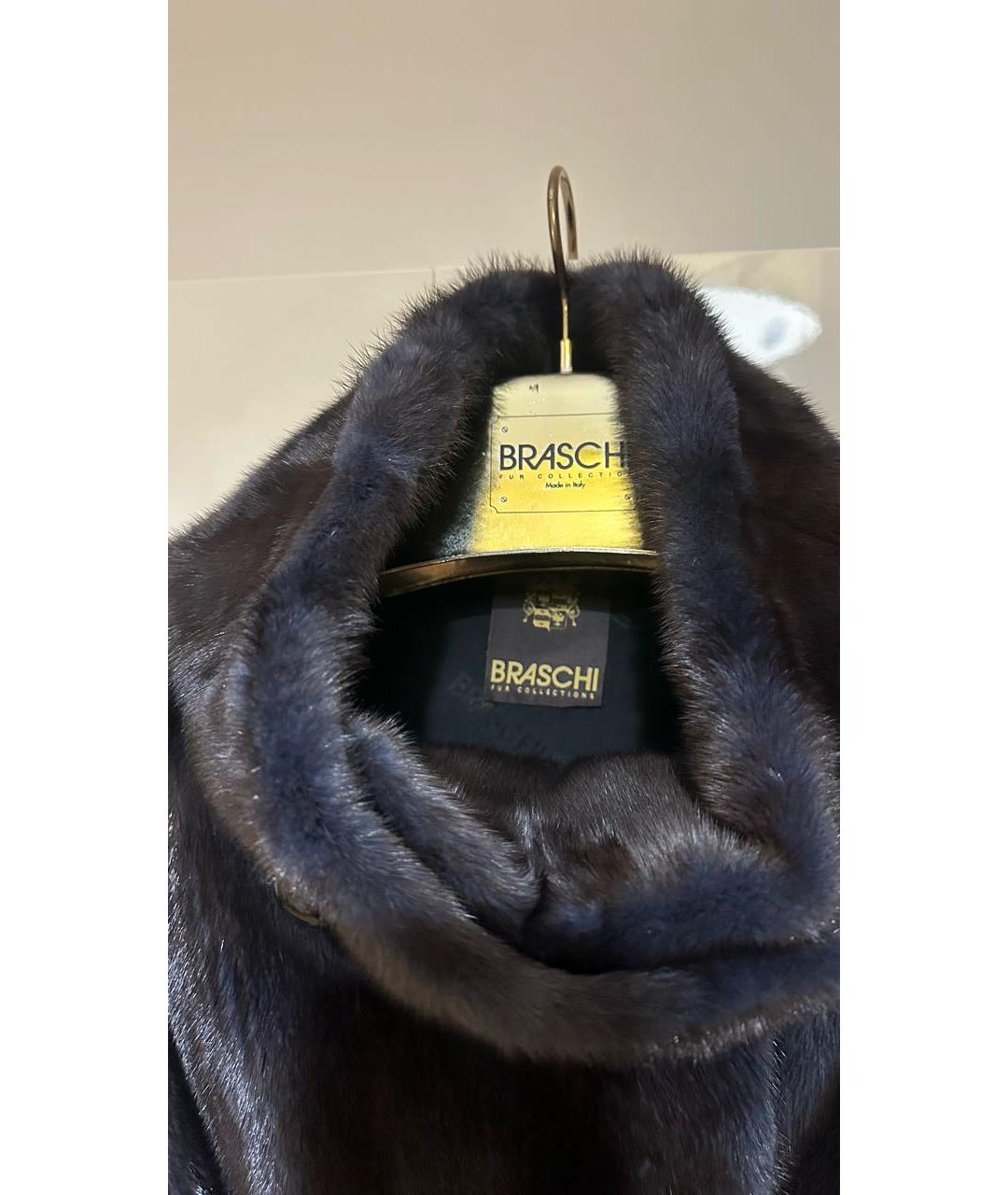 BRASCHI Темно-синяя меховая шуба, фото 3