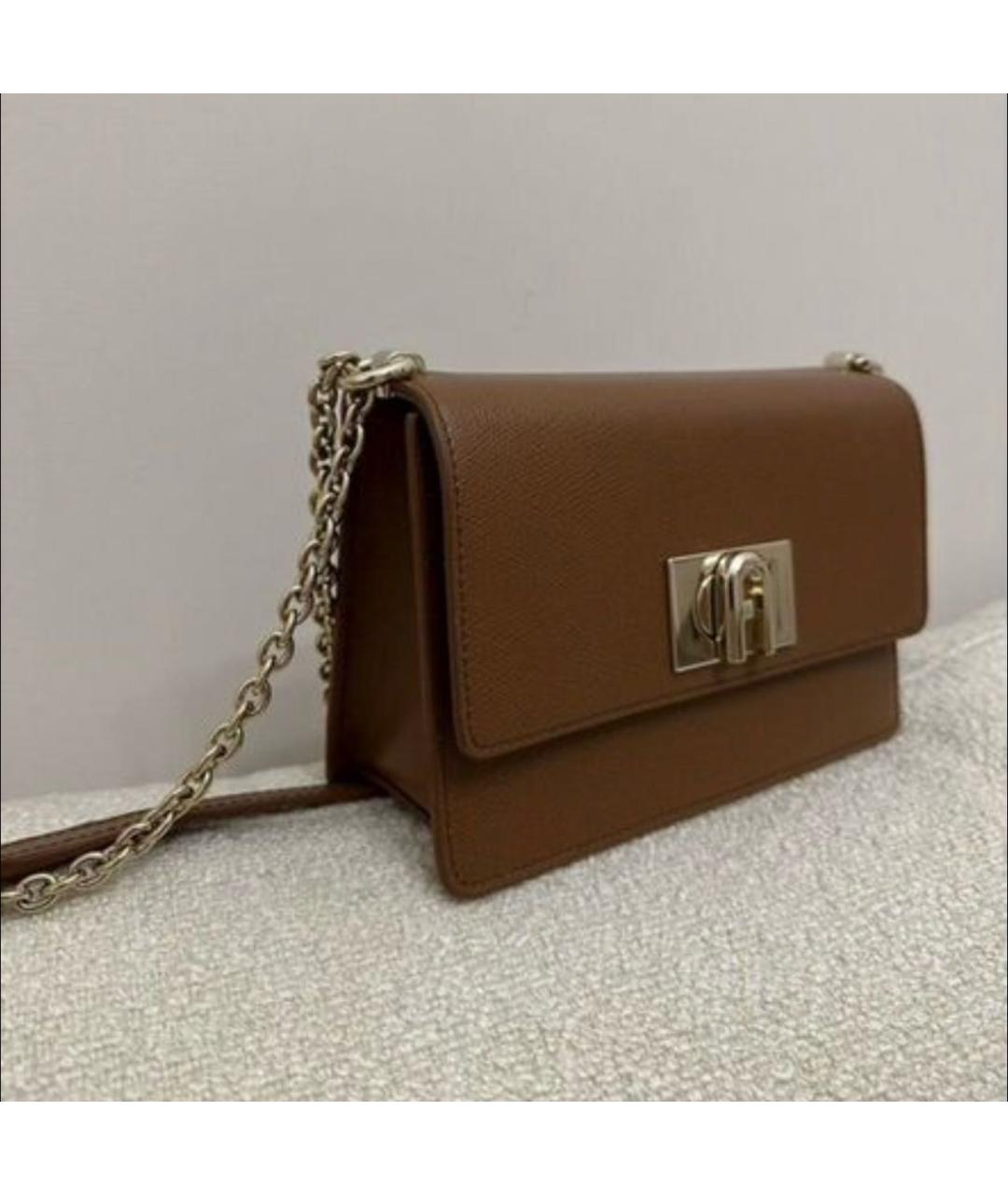 FURLA Коричневая кожаная сумка через плечо, фото 7