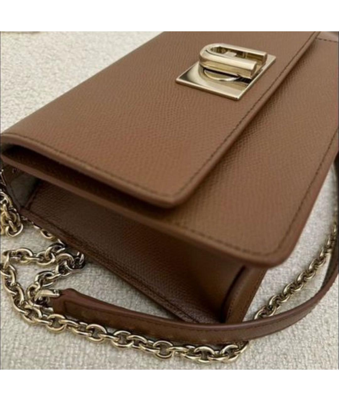 FURLA Коричневая кожаная сумка через плечо, фото 5