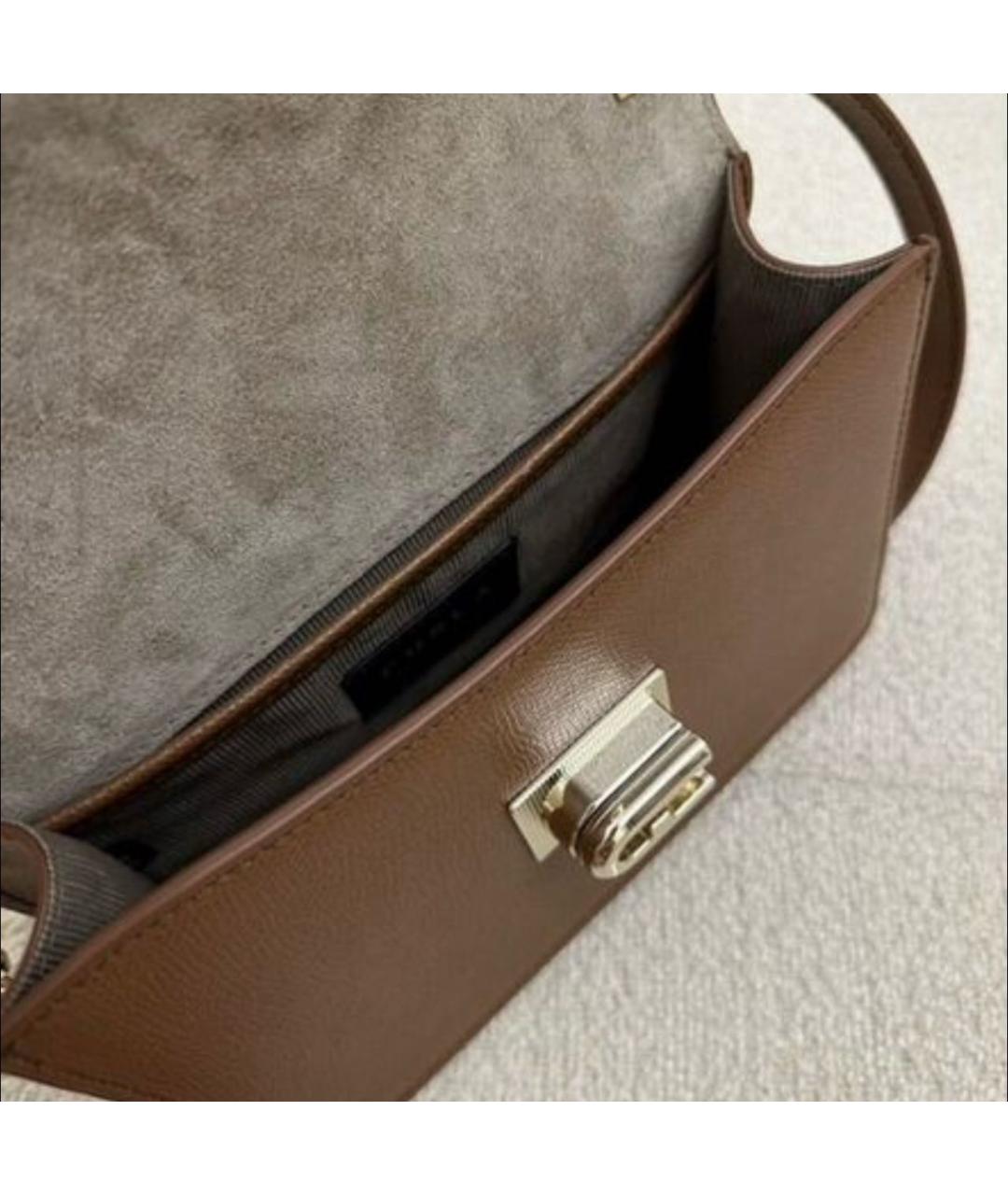 FURLA Коричневая кожаная сумка через плечо, фото 4