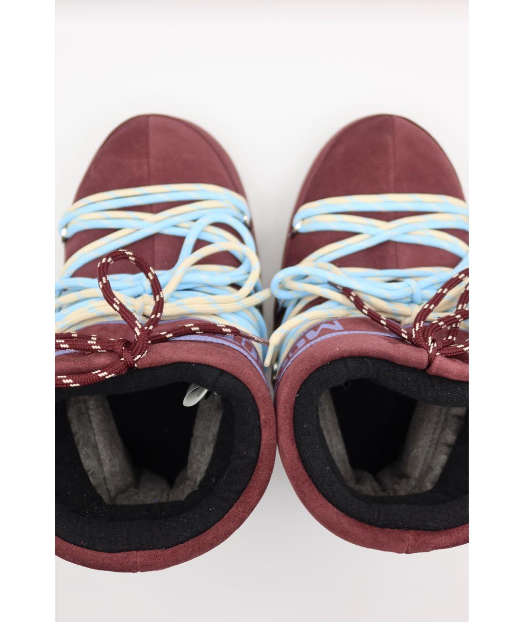 MOON BOOT Бордовые замшевые ботинки, фото 6