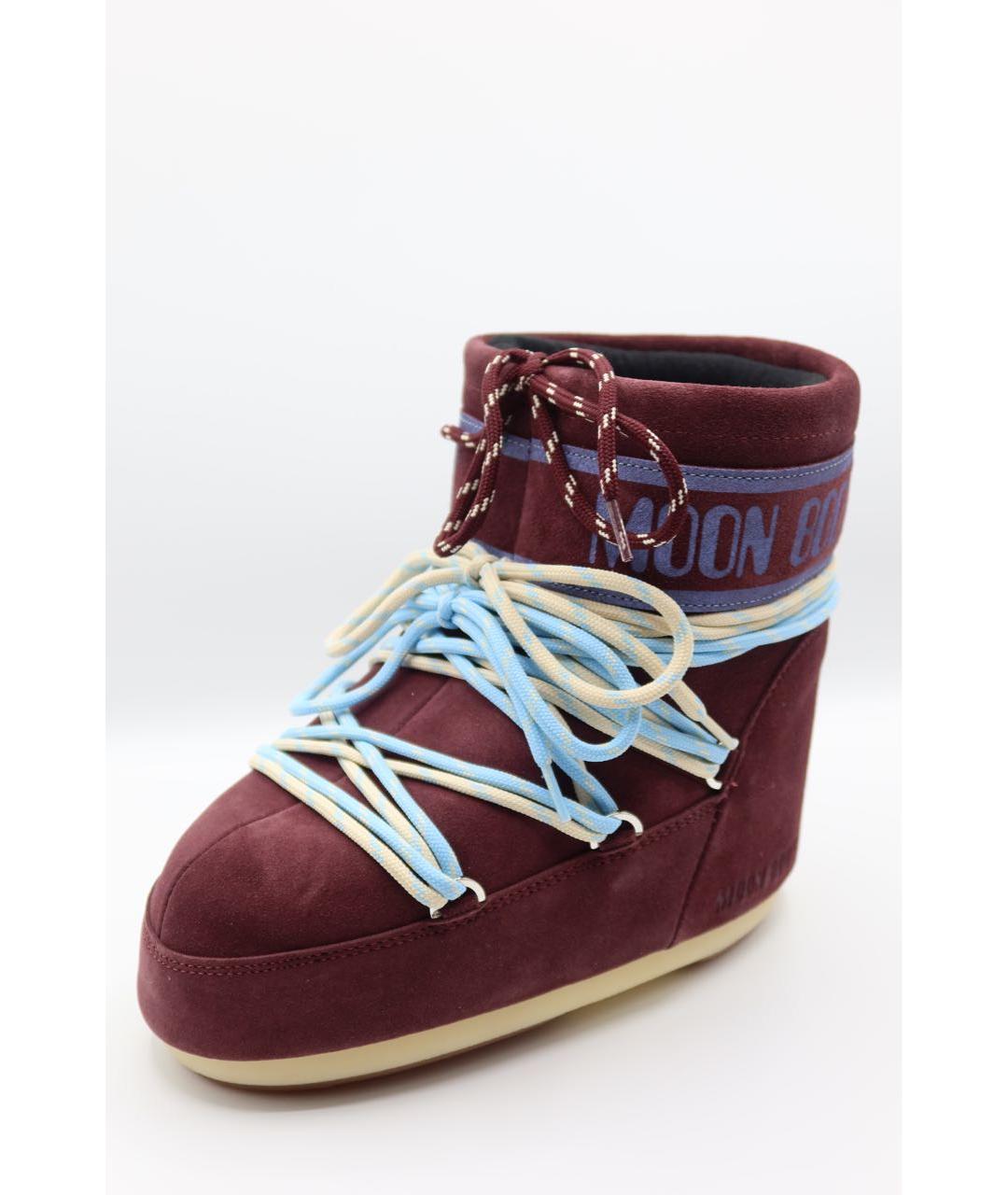 MOON BOOT Бордовые замшевые ботинки, фото 4