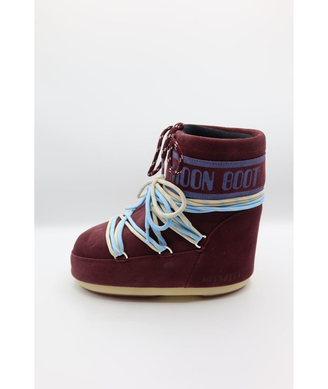 MOON BOOT Бордовые замшевые ботинки, фото 2