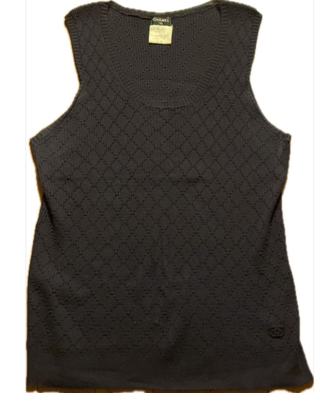 CHANEL Темно-синяя хлопковая майка, фото 5