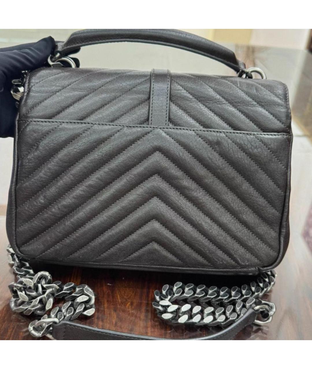 SAINT LAURENT Черная кожаная сумка через плечо, фото 3