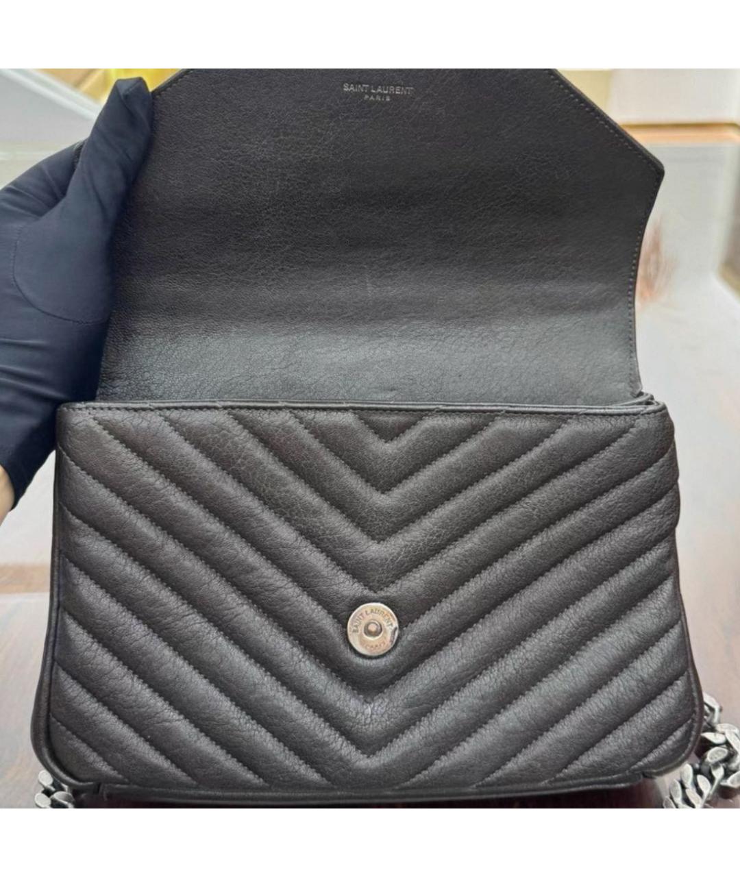 SAINT LAURENT Черная кожаная сумка через плечо, фото 5