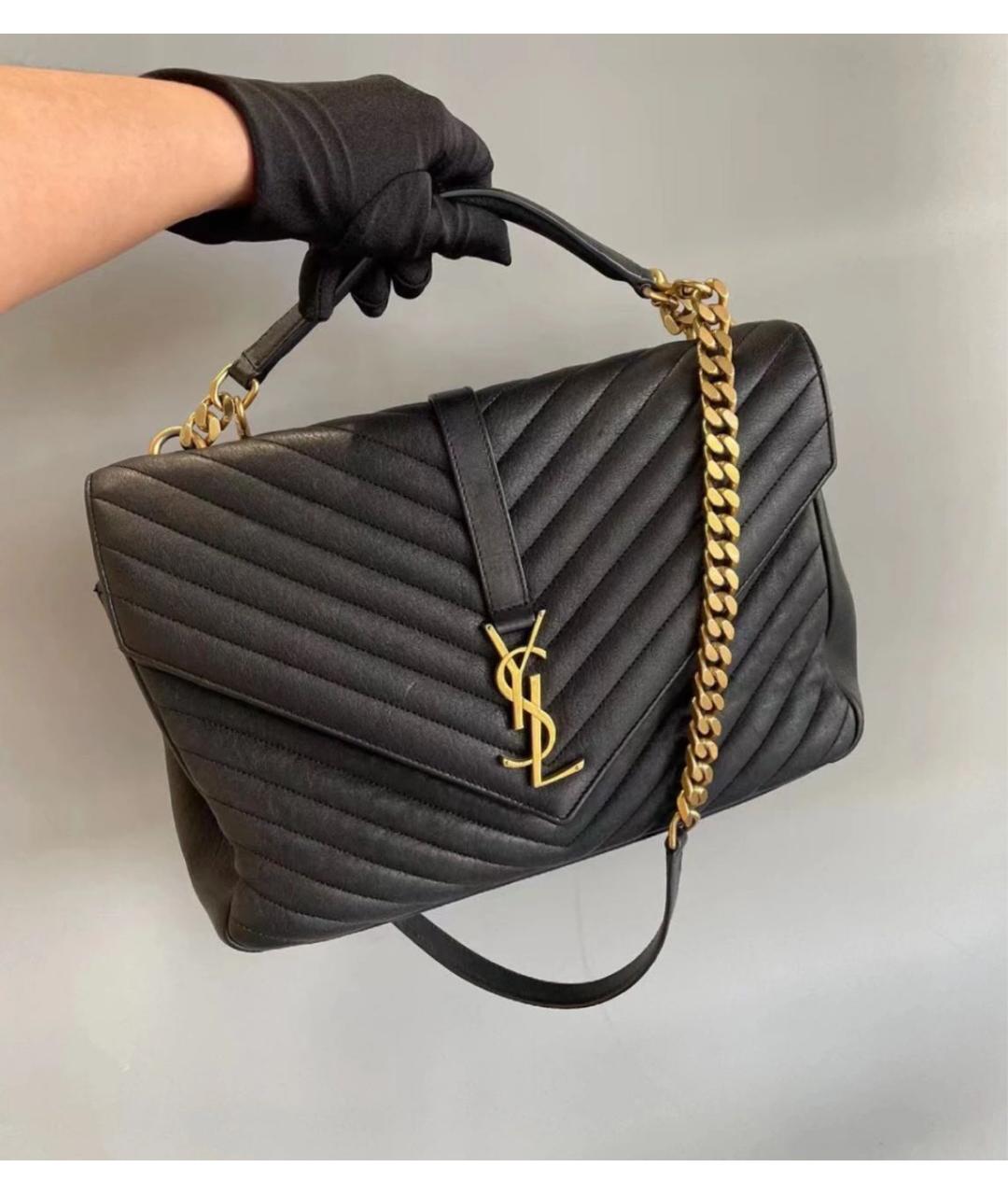 SAINT LAURENT Черная кожаная сумка через плечо, фото 2