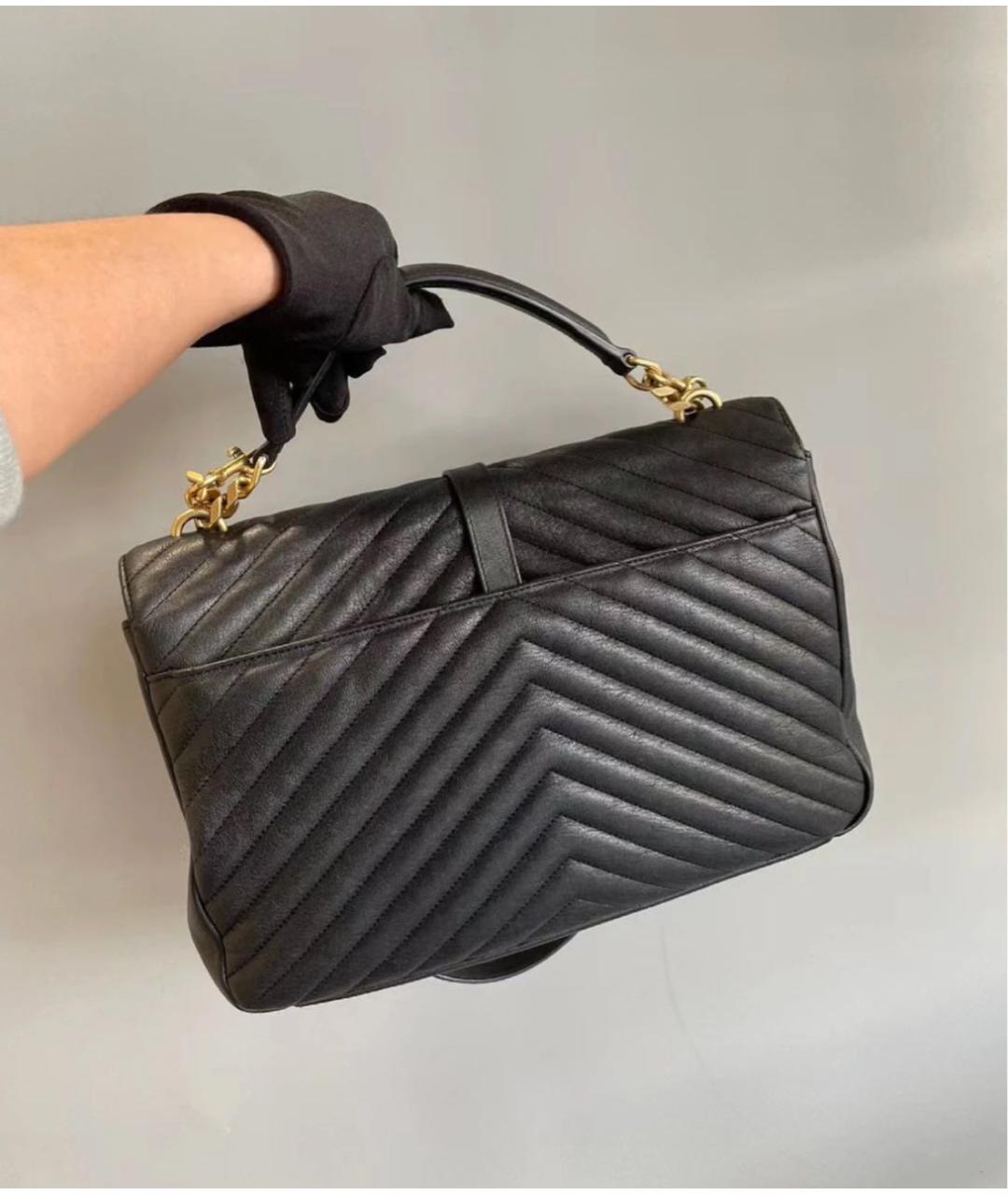 SAINT LAURENT Черная кожаная сумка через плечо, фото 3