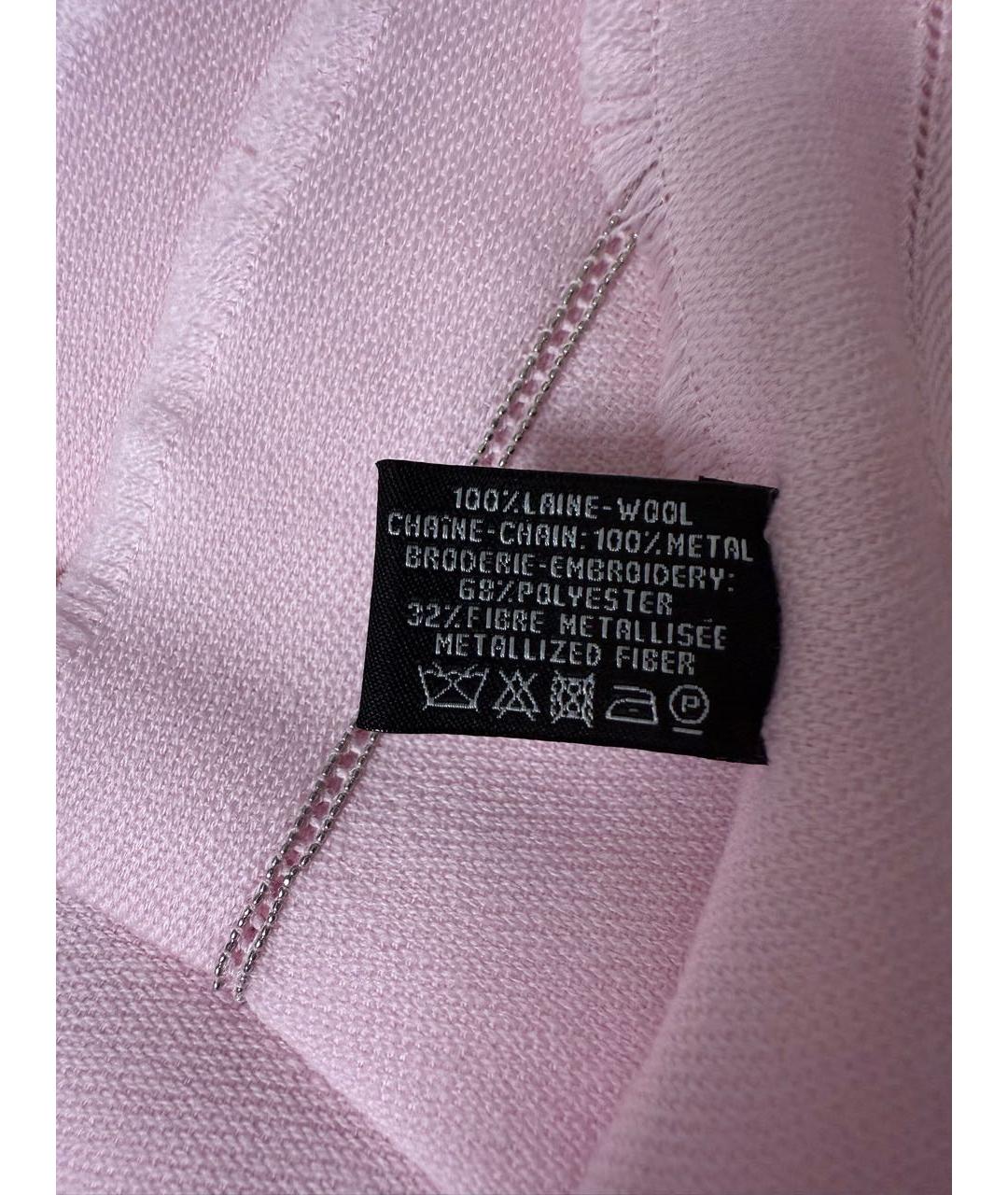 CHANEL Розовый шерстяной шарф, фото 6