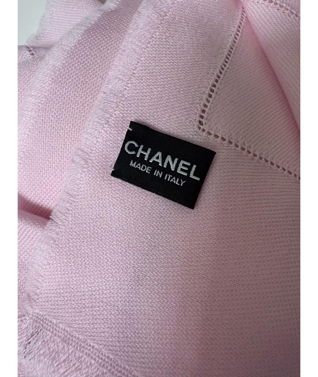 CHANEL Розовый шерстяной шарф, фото 5