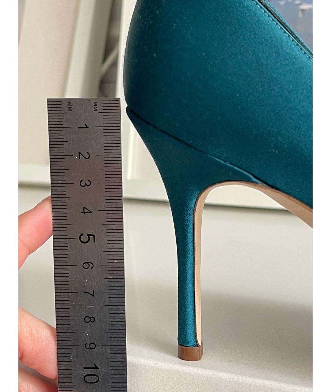 MANOLO BLAHNIK Бирюзовые текстильные туфли, фото 8