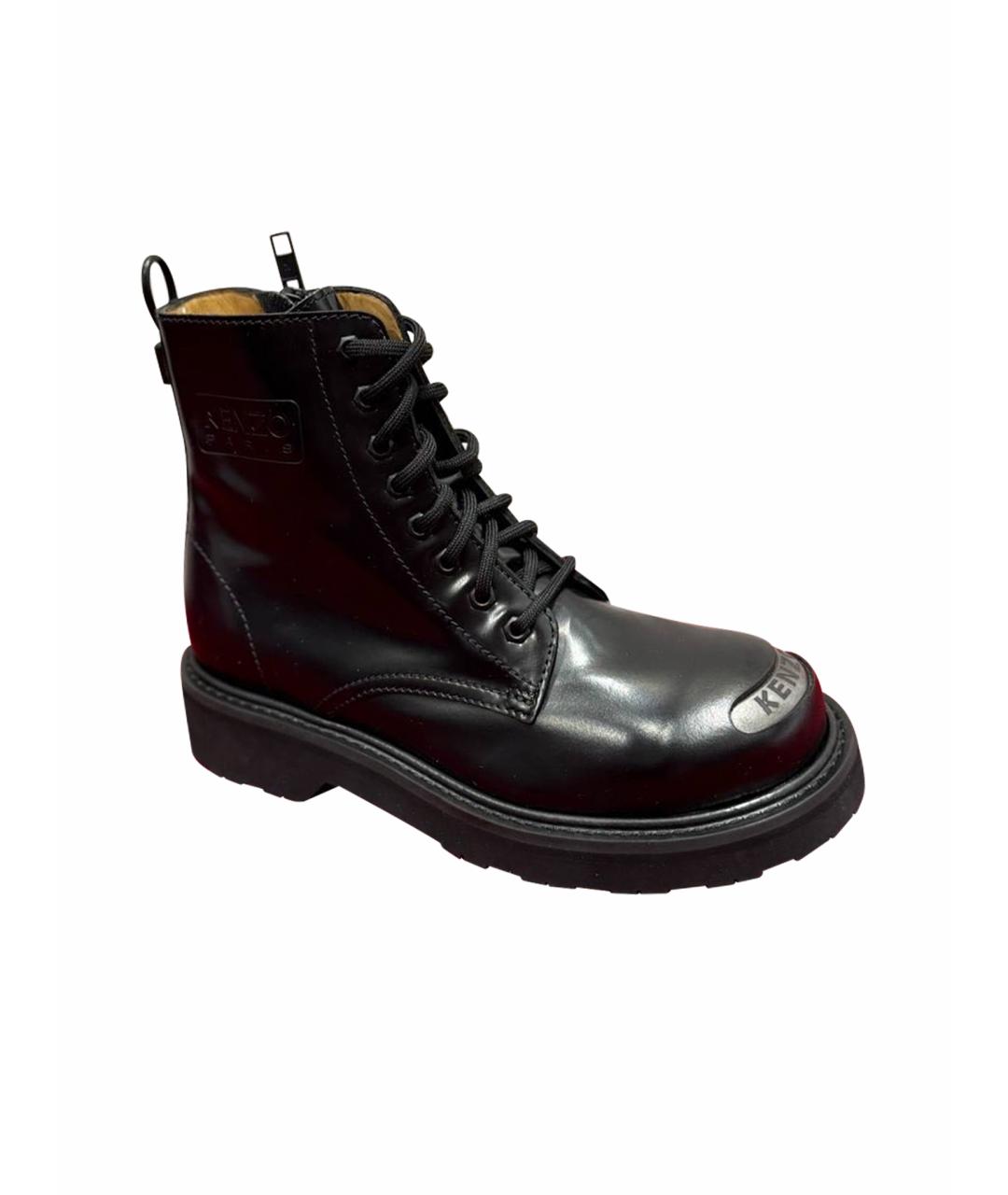 KENZO Черные кожаные ботинки, фото 1